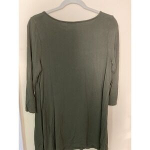 Free To Live Ladies tunic top dark olive flowy loose casual classic sz L